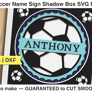 3D Fußball Shadow Box SVG für Jungen und Mädchen Fußball Benutzerdefinierte Name Layered Cardstock SVG-Dateien für Cricut Projekte Fußball Sport 3d SVG