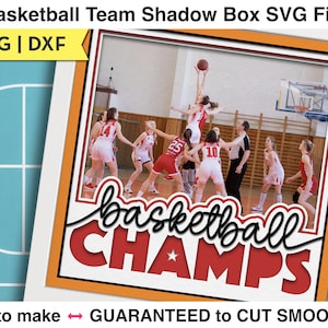 Basketball Team 3d Shadow Box SVG File for Cricut Projects, Layered Cardstock Basketball SVG Picture Frame, Coach or Athlete Gift or Award