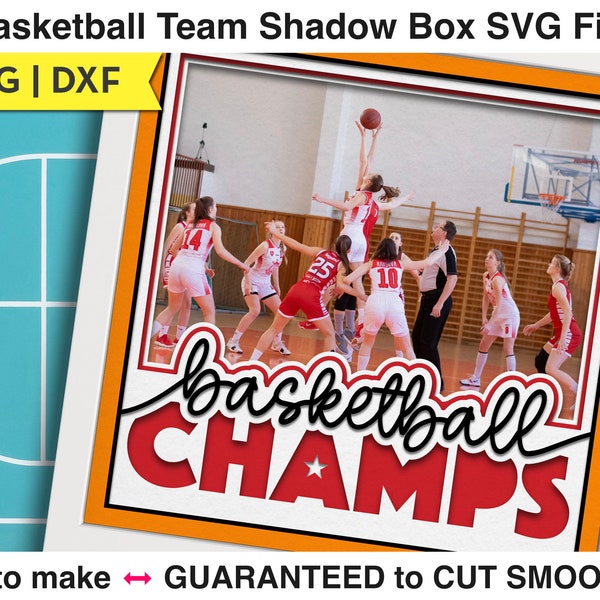 Basketball Team 3d Shadow Box SVG File for Cricut Projects, Layered Cardstock Basketball SVG Picture Frame, Coach or Athlete Gift or Award