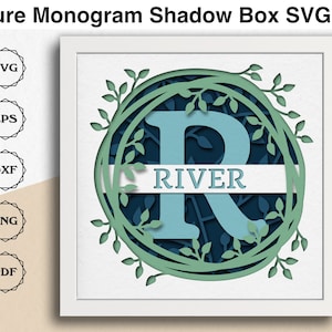 Monogramma diviso 3D A-Z Shadow Box Cognome Segno 3D Lettere Iniziali SVG Regalo di inaugurazione della casa Nome di famiglia File SVG per Cricut Istruzioni facili