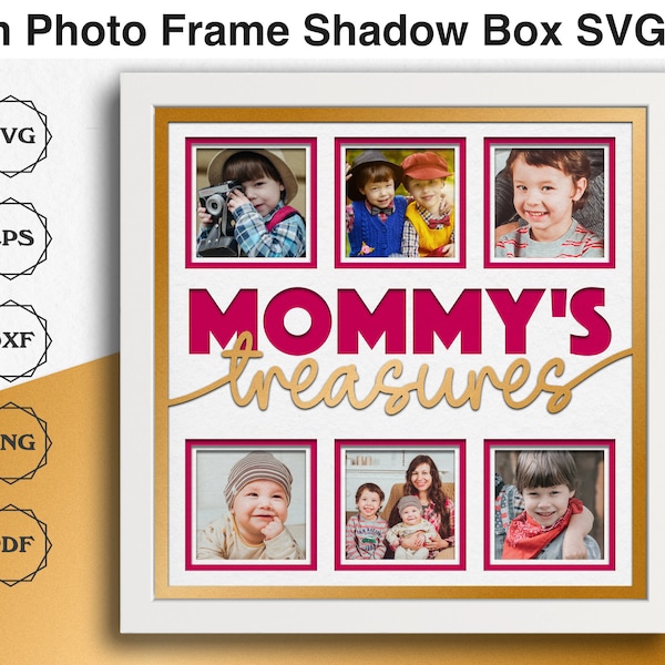 Mom Shadow Box SVG File for Cricut Projects Multi Photo Frame SVG Mothers Day Shadow Box Card Stock Art Cricut Files with Easy Instructions