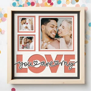 Love Shadow Box SVG File: Multi-Photo Frame, Valentine&#39;s Gift (Digital Download)