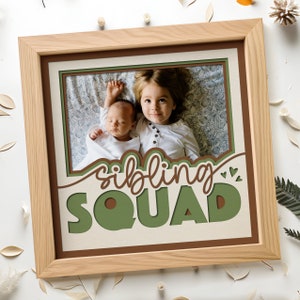 Baby 3d SVG Cricut Projekt, Bruder oder Schwester Geschwister Fotorahmen SVG, Layered Cardstock SVG Shadow Box geschnitten Dateien, Layered Paper Art