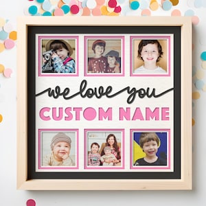 Archivos SVG de caja de sombra "Te amo" personalizables, regalo SVG para el Día de la Madre y el Día del Padre para abuela y abuelo, marco de fotos SVG 3D personalizable