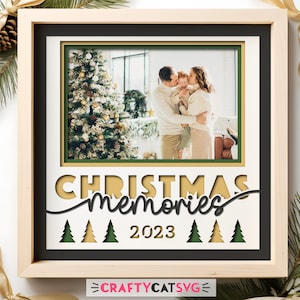 Kerstfoto Shadow Box SVG-bestanden voor Cricut-projecten, fotolijst SVG gepersonaliseerd kerstdecor, 3D-SVG gelaagd papier kerstkunst