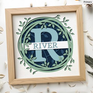 3D Split Monogram Shadow Box SVG: Custom Family Name Sign (Digital Download