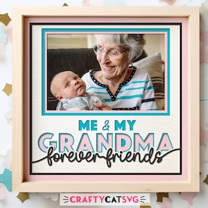 Fichiers SVG Shadow Box grand-mère pour projets Cricut, cadeau de fête des mères personnalisé fait main pour grand-mère de petits-enfants, papier stratifié 3D SVG