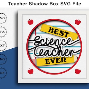Wissenschaft Lehrer Schatten Box SVG-Datei für Lehrer Wertschätzung Geschenk Wissenschaft Lehrer 3d Layerd SVG für Karte Lager Cricut Projekte für Handwerker