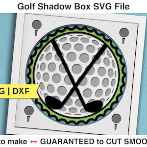Archivo SVG de caja de sombra de golf 3D para proyectos de Cricut Letrero con nombre personalizado SVG de golfista 3D para decoración de salas deportivas Regalo hecho a mano para entrenador de golf, equipo