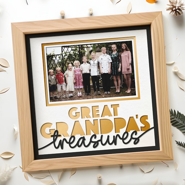 Great Grandpa Shadow Box SVG Files for Cricut Projects, Personalized Gift from Gradnkids, Customizable 3d Father's Day SVG Picture Frame