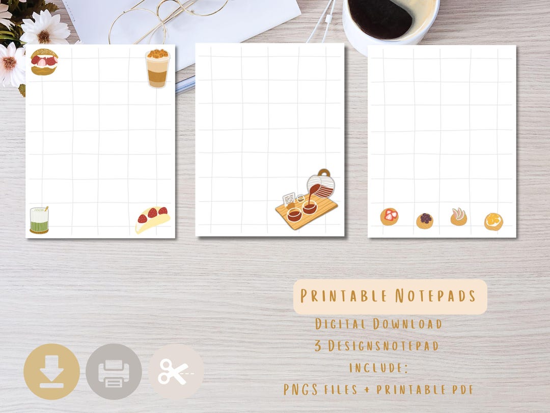 Notepad Cafe Cafe Dessert Notepad Printable | Bakery Theme | Instant Digital ...