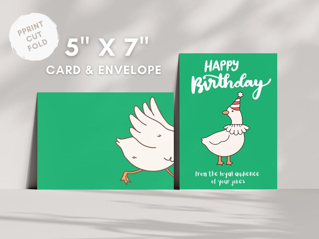Goose Envelope Funny Printable “silly Goose” Greeting Card Birthday Card With Envelope ...