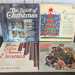 Vintage Christmas Vinyl Records Lot 4 LP Holiday Carols Organ Chimes Pickwick