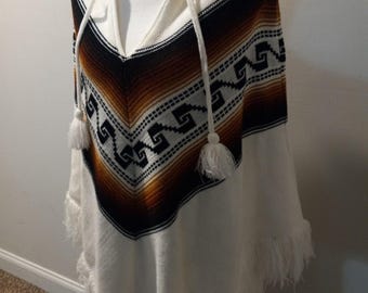 Women’s Southwestern Poncho Shawl Serape Fringe One Size Festival, Boho