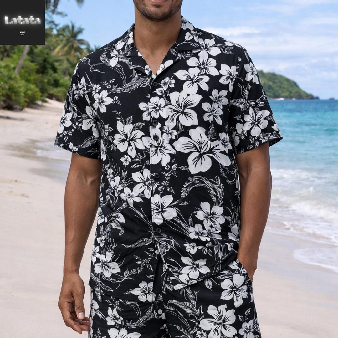 Hawaiian Shirt With Hibiscus Flowers, White Tropical Aloha Shirt — free download