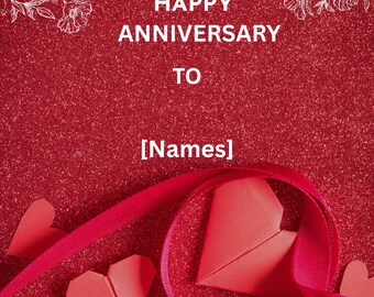 Editable Burgundy Anniversary Card, Romantic Anniversary Flyer 5x7, Canva Template, Instant Download