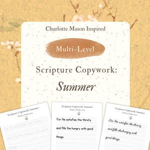 Summer Scripture Copywork Bundle | Charlotte Mason Inspired | Christian Homeschool | Multi-Level Handwriting Pack