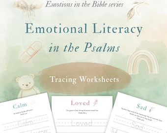 Emotions in the Psalms Bundle | Christian Preschool Emotions Printables | Scripture Copywork | Feelings Worksheets for Kids |
