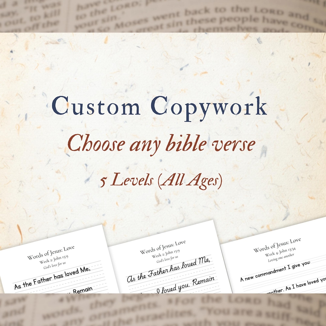 Custom Scripture Copywork — Digital File — KJV or BSB | Choose Any ...