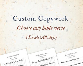 Custom Scripture Copywork — Digital File — KJV or BSB | Choose Any Verse | All Ages | Christian Handwriting Practice