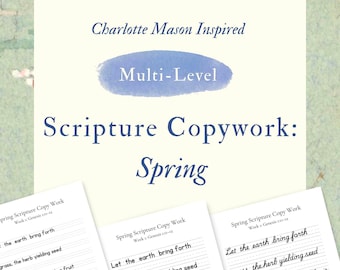 Spring Scripture Copywork Bundle | Charlotte Mason Inspired | 4 Levels | Christian Homeschool | 6‑Week Bible Copywork Pack | KJV