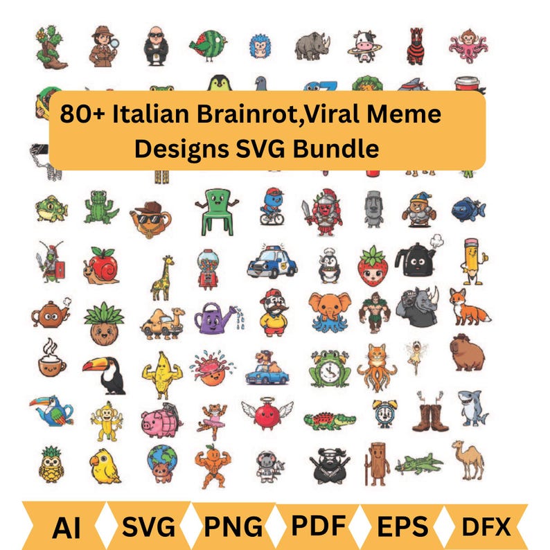 Brainrot Png Bundle, Brainrot Svg, Funny Meme Png , Italian Brainrot ...
