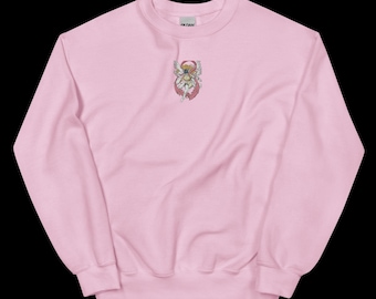 彼女へのギフト デジモン刺繍 エンジェルウーマン スウェットシャツ アニメエンジェル クルーネック デジタルモンスター ストリートウェア ガトモン ガールフレンドギフト 90年代ファッション