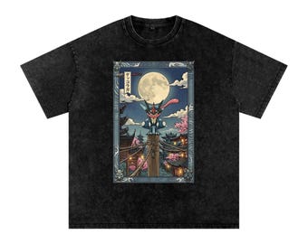 ゲッコウガ シャツ 和風、アッシュゲッコウガ 浮世絵アートTシャツ、ゲーマーの彼氏へのプレゼント、ヴィンテージ水忍者風、アニメストリートウェアトップス