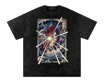 レトロゲーマーギフト 光沢のあるギャラドスTシャツ 水 アニメ ストリートウェア Tシャツ 彼氏へのギフト 男性 女性 日本製 ヴィンテージアパレル