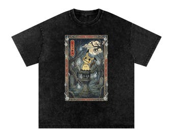 不気味なアニメ好きへのギフト、ミミッキュTシャツ、不気味でかわいい幽霊シャツ、日本の芸術、メンズ＆レディースアパレル、孤独な幽霊デザイン