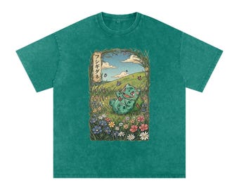 フシギダネシャツ、キュートな花柄Tシャツ、ヴィンテージアニメストリートウェア、男性へのプレゼント、女性へのプレゼント