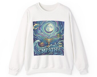 MYSTIC ENERGY Lab. „Empathie“ Fall_d1 | Krebs-Fische-Mond-Sweatshirt, Pop-Art mit mondbeschienenen Meereswellen