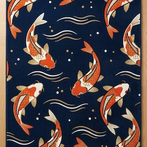DhruvCarpet Hand-tufted Wool Koi Fish 8x10 Blue Oushak Rug