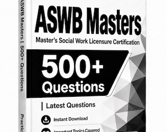 ASWB-Masterprüfung 2026–2027 | Über 500 Übungsfragen | Lernleitfaden | 150 Karteikarten | Offline-Testsoftware | Approbation als Sozialarbeiter/in (Master)
