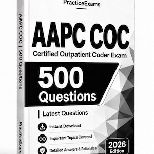 AAPC COC-examen 2026-2027 | 500 övningsfrågor | Studiehandledning | 150 bildkort | Offline-testmotor | Examen för certifierad öppenvårdskodare