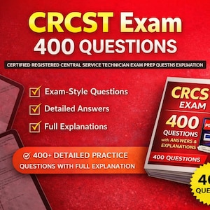 Preparación para el examen CRCST 2026 (material nuevo) / 400 preguntas de práctica con respuestas / Descarga en PDF + acceso al curso de Udemy
