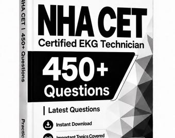 NHA CET-Prüfung 2026/27 | Über 450 Übungsfragen | Lernleitfaden | Offline-Testsoftware | 150 Lernkarten | Zertifizierung zum/zur EKG-Techniker/in