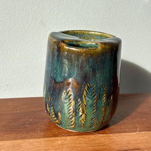 Handmade Ceramic Cup – Green Textured Glaze Stoneware Travel Cup Tumbler