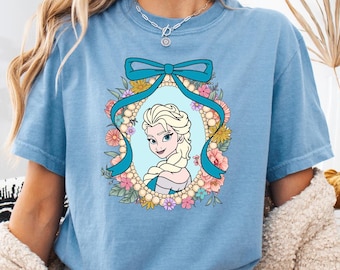 Comfort Colors® Ice Queen Princess T-Shirt Floral Bow Framed Princess Tee, Theme Park Shirt, Youth Tee Toddler Shirt, Girls Princess Gift