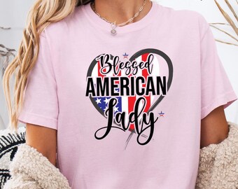 Chemise femme américaine bénie Comfort Colors®, chemise femme patriote, t-shirt coeur 4 juillet, chemise à manches longues, chemise jeune, cadeau pour elle États-Unis