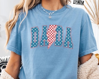 Chemise papa Comfort Color®, t-shirt papa patriotique, t-shirt cadeau fête des pères, chemise papa drapeau américain, t-shirt éclair, t-shirt papa 4 juillet