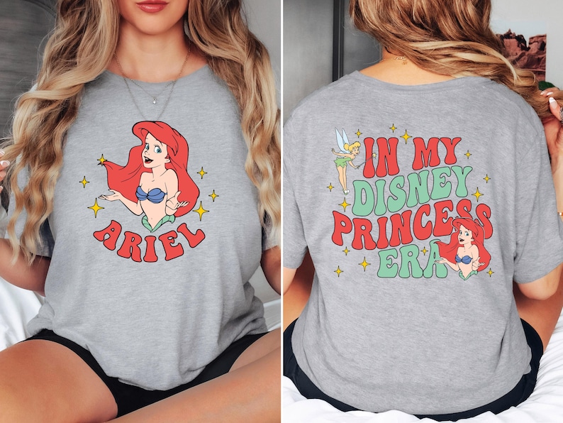 Comfort Color® Ariel Princess Era T-Shirt Little Mermaid Ariel Tinkerbell Back Tee, Princess tee, Youth Tee Toddler Shirt, Ariel Mermaid tee image 6