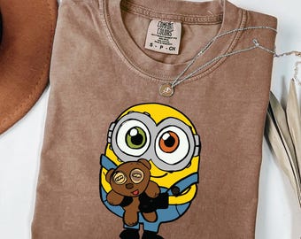 Comfort Colors® Minions Teddy Bear T-Shirt Funny Minions Hugging Bear Tee, Minions Graphic Shirt, Youth Tee Toddler Shirt, Minions Gift