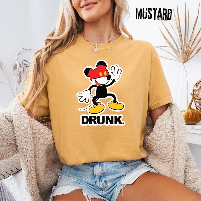 Comfort Colors® Drunk Mickey Shirt, Funny Mickey Mouse Tee, Disney Adult Humor T-Shirt, Youth Tee, Disney Trip Shirt, Disney Gift image 2