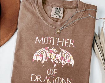 Chemise Mère des dragons Comfort Colors®, T-shirt pour maman amusant pour femme, T-shirt cadeau pour maman dragon, T-shirt à manches longues dragon floral, T-shirt dragon pour jeune