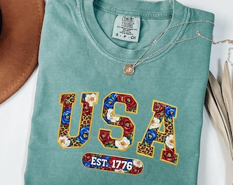 Chemise américaine Comfort Colors®, T-shirt américain, Chemise américaine à manches longues, Chemise patriotique, Chemise 4 juillet, Chemise Amérique, Tenue d'été