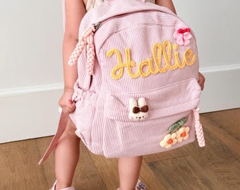 Personalized Corduroy Toddler Backpack, Mini Kids Back to School Bag, Birthday Gift
