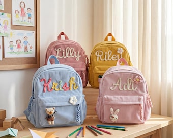 Custom Name School Bag, Embroidered Small Backpack, Kindergarten Bag, Kids Birthday Gift