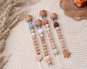 Personalized Crochet Pacifier Clip, Baby Soother Clip, Baby Shower Gifts, Newborn Essential Keepsake