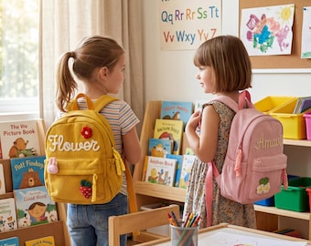 Custom Embroidered Corduroy Backpack, Kids School Bag, Toddler Keepsake
